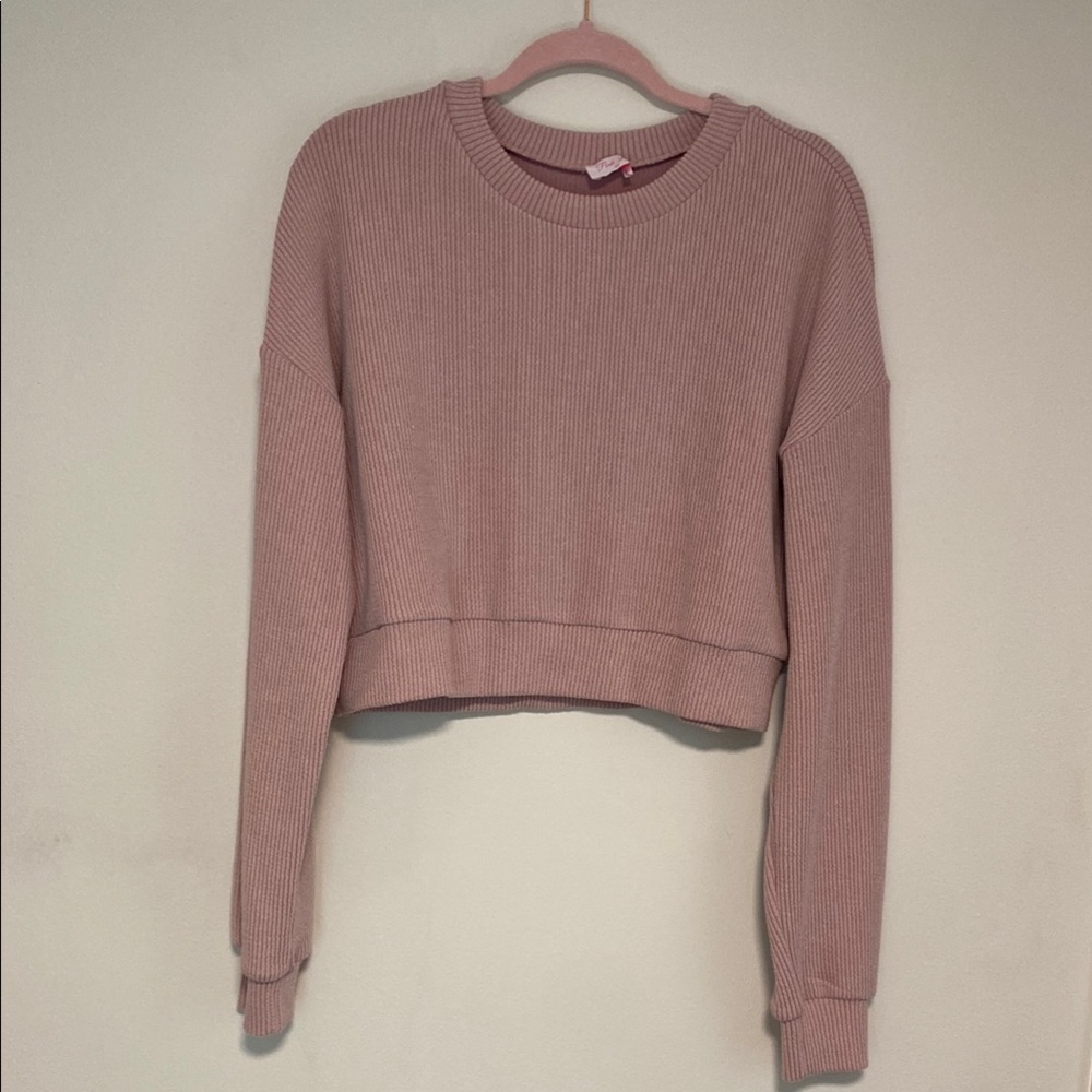 Pink Lily Ribbed Knit Top in Soft Pink